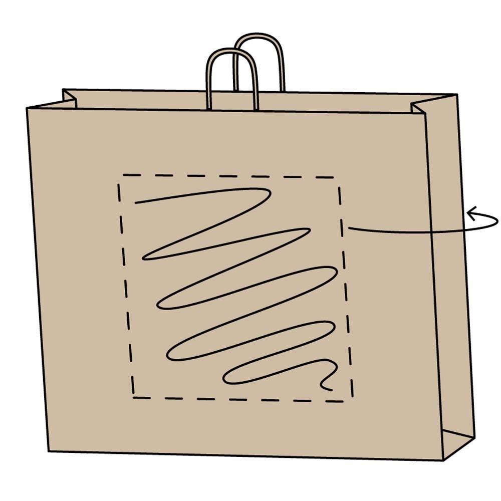 Draagtas papier, 50 x 18 x 39 cm, kraft bruin, 2 zijden, 100 grams, gerolde handle Per 100 stuks