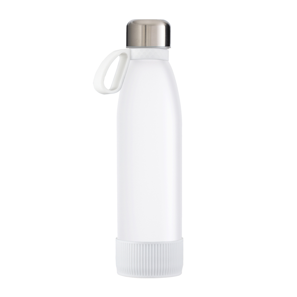 Fles GLASS - wit, zilver