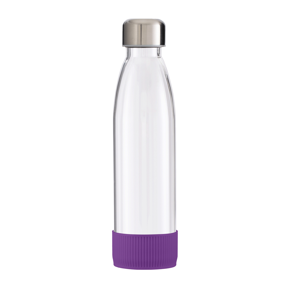 Fles GLASS - paars, zilver, transparant