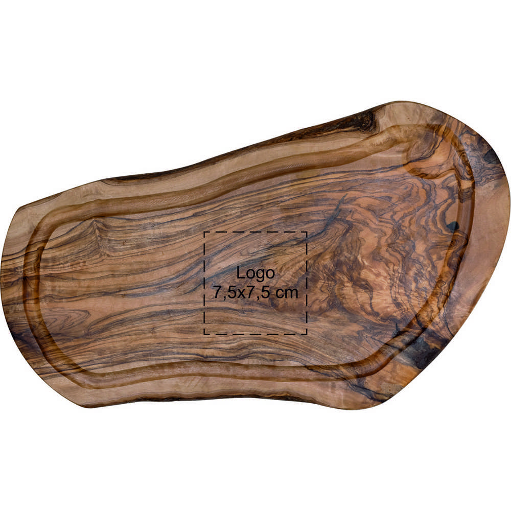 Plank met sapgeul ovaal olijfhout ca. 40x17 cm