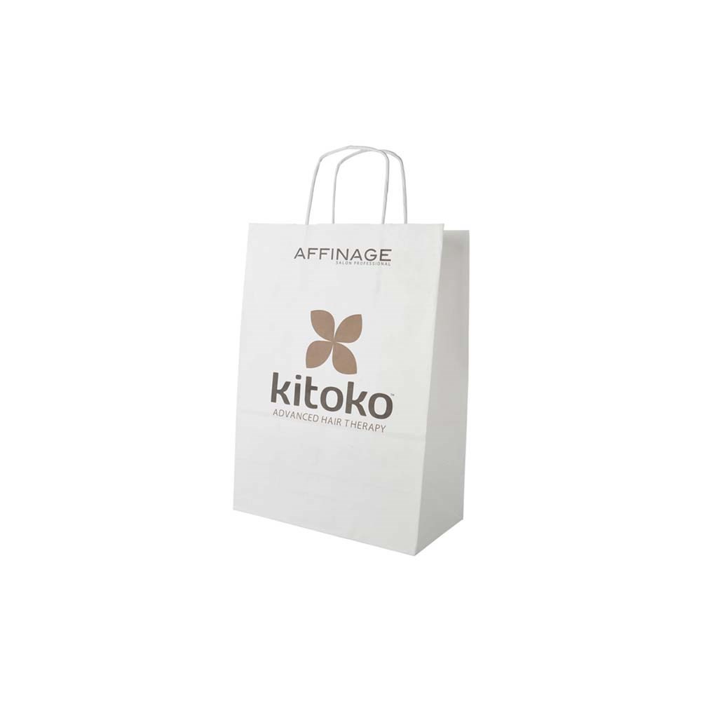 Papieren tas, kraft wit, 45 x 14 x 49 cm, 100 grams, gerolde handle