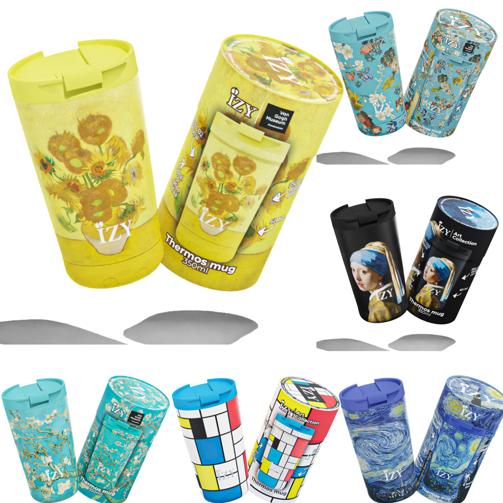 Thermosbeker / Koffiebeker 350ml x Kunst Collectie - Incl luxe verpakking - Geel