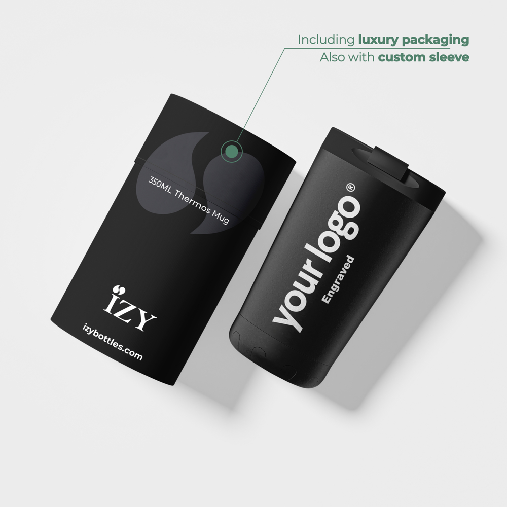 Thermosbeker / Koffiebeker - Zwart - 350 ml