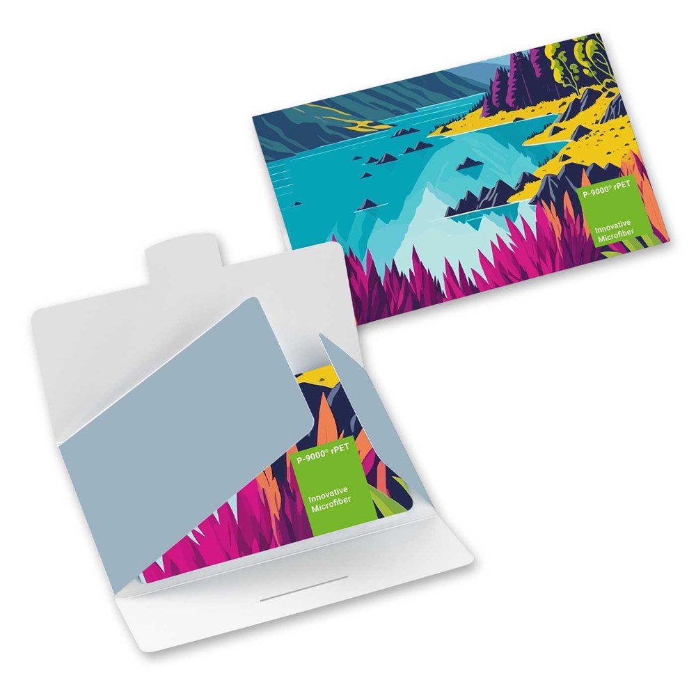 POLYCLEAN rPET displaydoekje 18x15 cm in papieren etui, all-inclusive-pakket