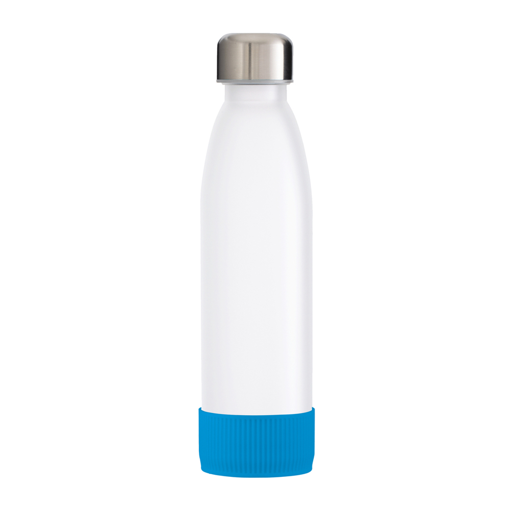 Fles GLASS - cyaan, zilver, wit