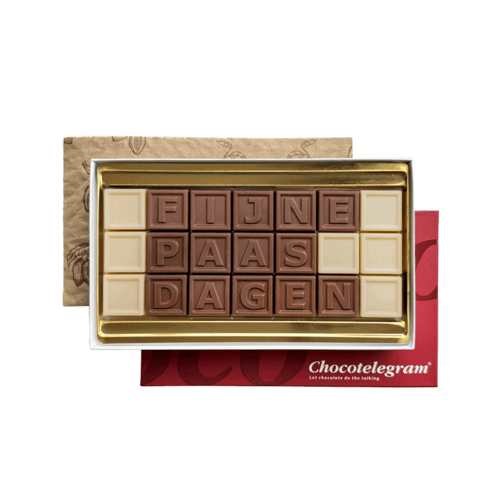 ChocoTelegram 21 | fijne paasdagen | melk/wit | 200g