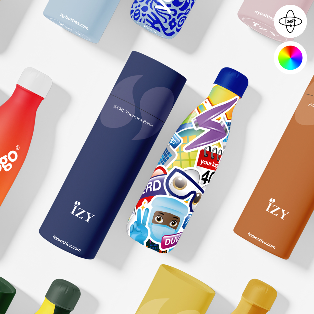 Thermosfles / Drinkfles - 360° Rondom Bedrukt (FC)  - 500 ml