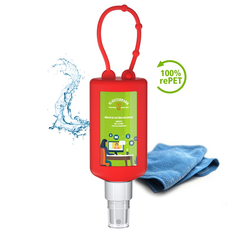 Smartphone & Werkplekreiniger, 50 ml Bumper rood, Body Label (R-PET)