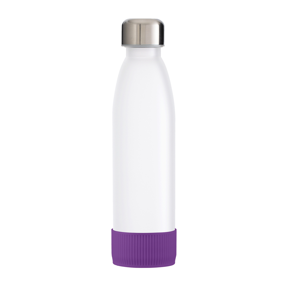 Fles GLASS - paars, zilver, wit