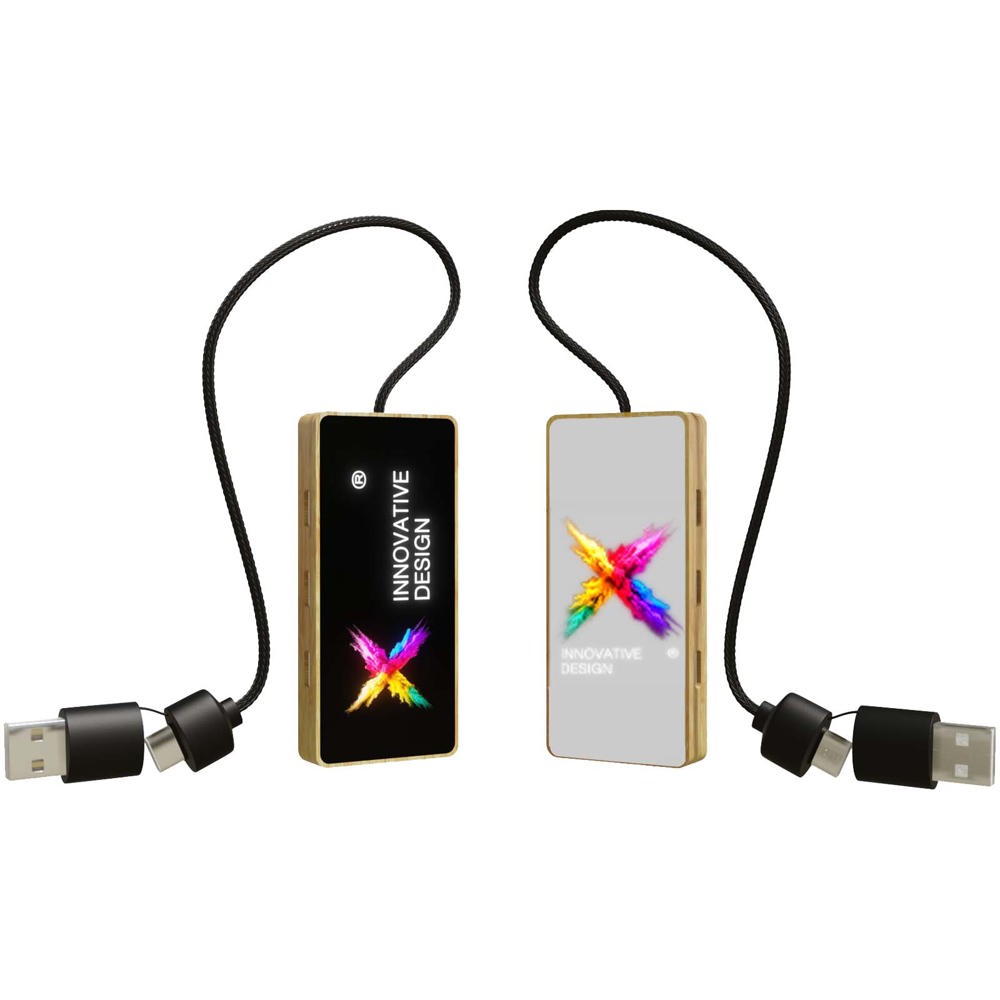 SCX.design H21 8-in-1 houten USB-hub met dubbele ingang en 6 poorten