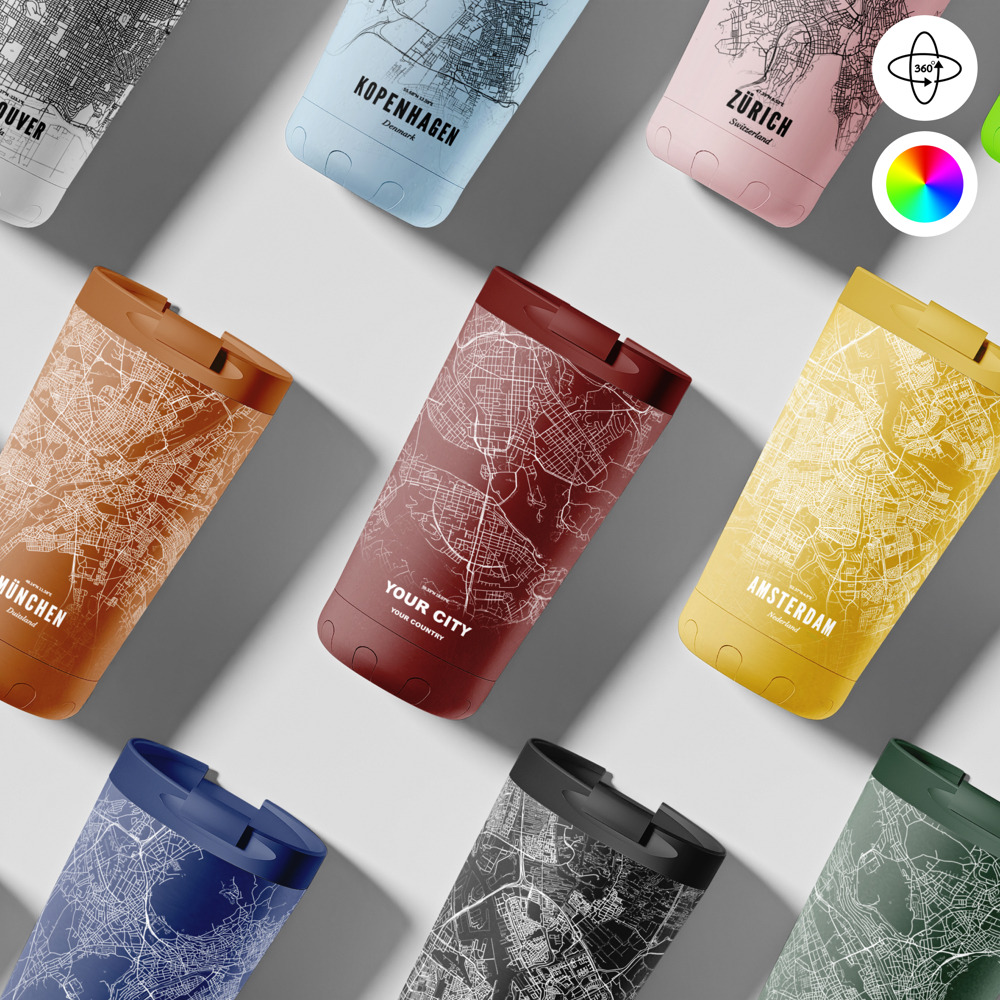 Thermosbeker / Koffiebeker x Jouw Stad -  350 ml - Rood