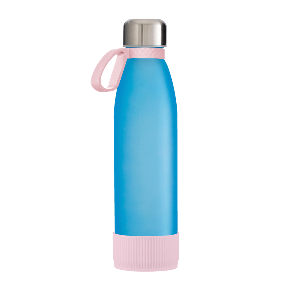 Fles GLASS - lichtmagenta, roze, zilver, cyaan