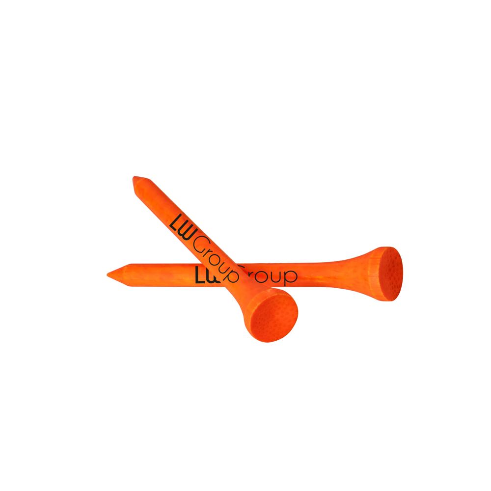 Bamboe houten tee 70 mm - Neon oranje