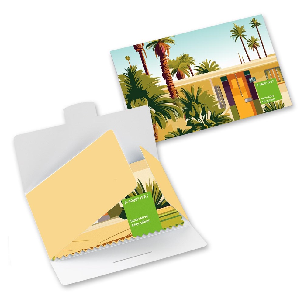 POLYCLEAN rPET brillendoekje 15x15 cm in papieren etui, all-inclusive-pakket
