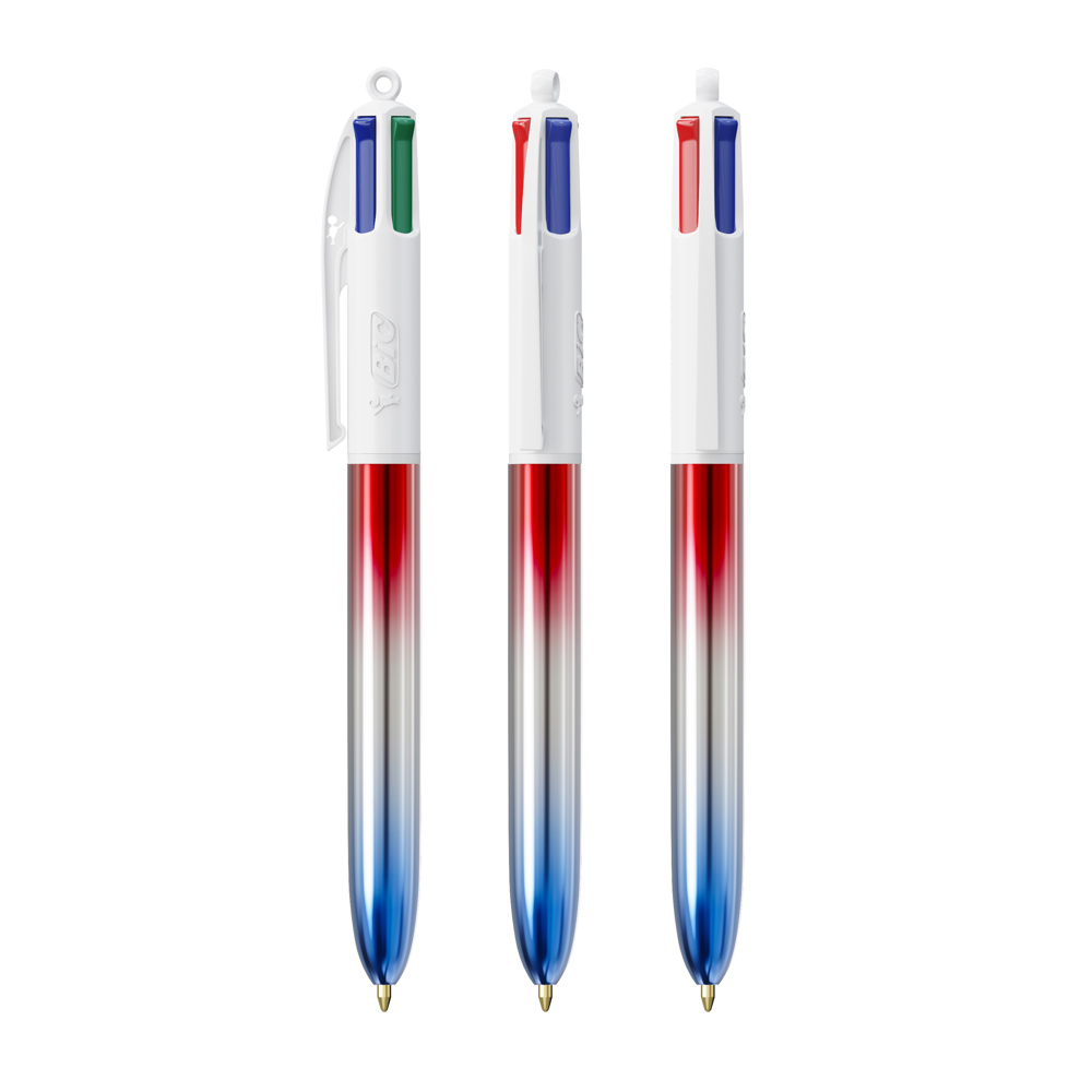 BIC® 4 Colours® Flags Collection + lanyard - Rood - zilver - blauw