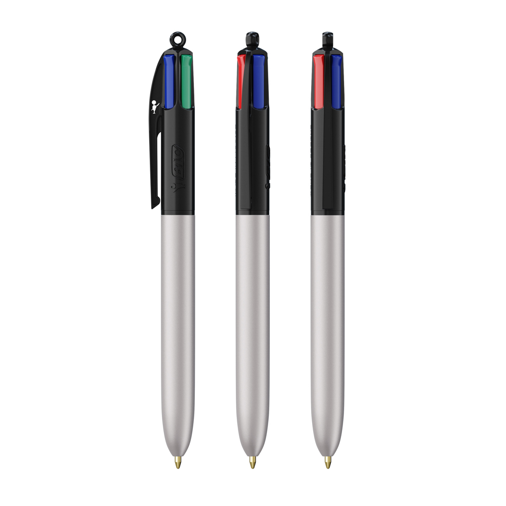 BIC® 4 Colours Glacé with Lanyard - Zwart - zilveren glacé
