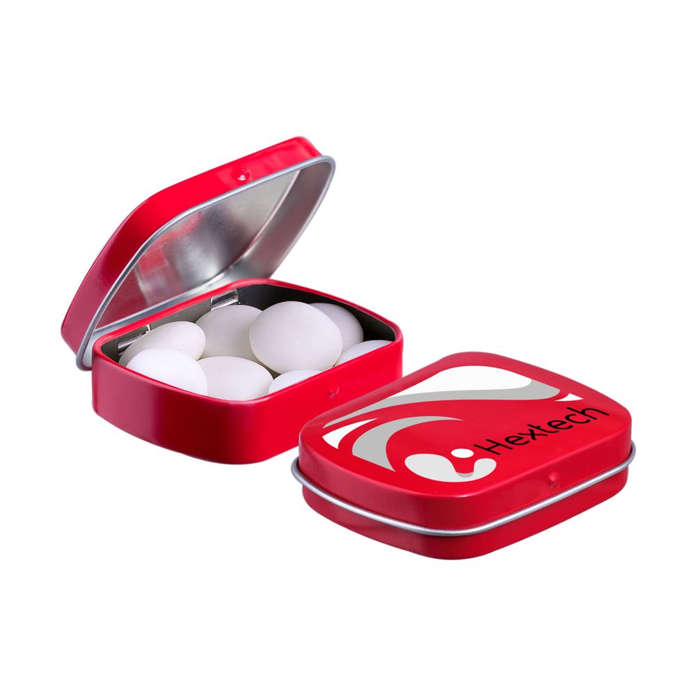 Mini scharnierblikje met Mentos mints - Rood