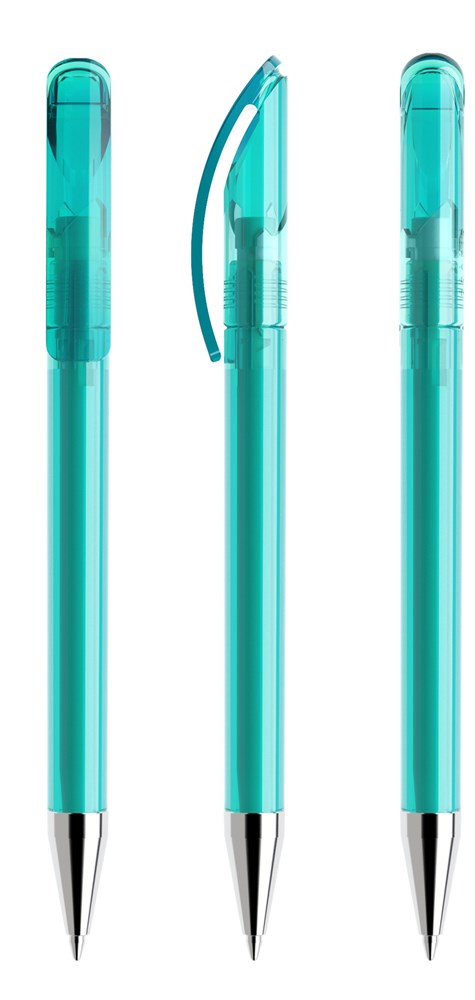 Prodir DS3TTC Transparent with Chrome Metal Nose-Cone - Aqua transparant