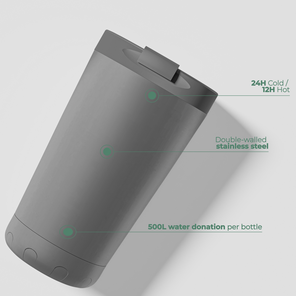 Thermosbeker / Koffiebeker - Grijs - 350 ml