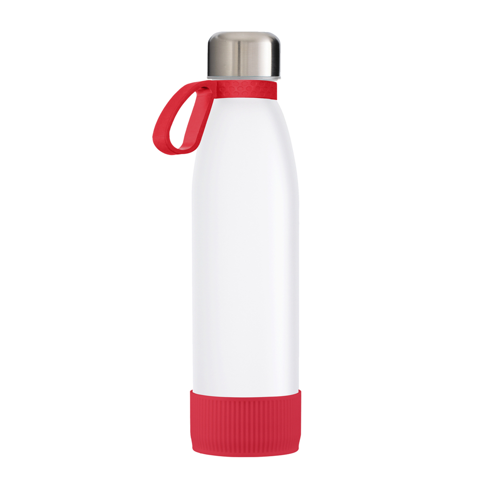 Fles GLASS - rood, zilver, wit