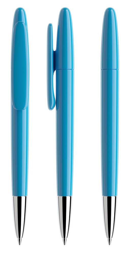 Prodir DS5 TPC Polished with Chrome Metal Nose-Cone - Cyan Blue polished