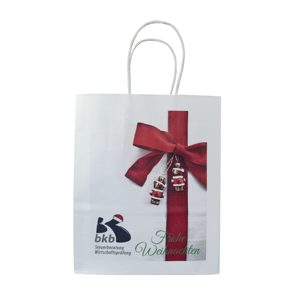 Papieren draagtas gedraaid handvat wit S (B5) 18 x 8 x 22 cm