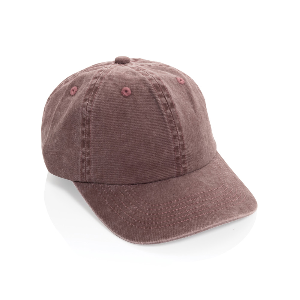 BEAU AWARE™ Washed 6 panel 270gsm cotton twill cap - maroon (± PMS maroon)