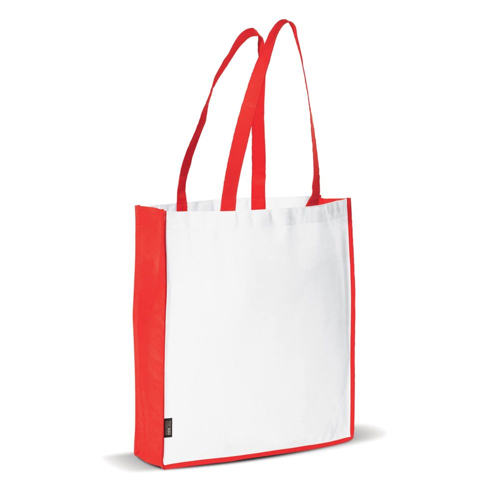 Schoudertas non-woven 75g/m² - Wit / Rood