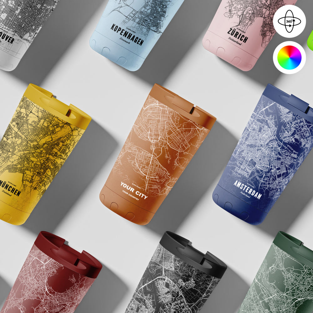 Thermosbeker / Koffiebeker x Jouw Stad -  350 ml