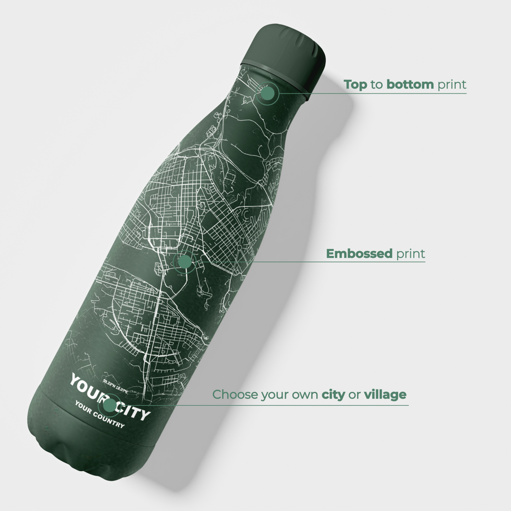 Thermosfles / Drinkfles x Jouw Stad - Groen - 500 ml