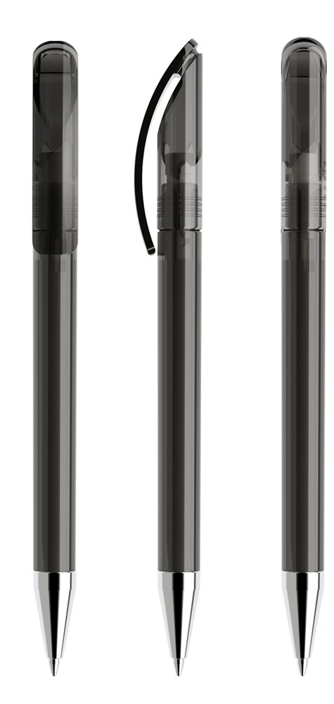 Prodir DS3TTC Transparent with Chrome Metal Nose-Cone - Anthracite transparant