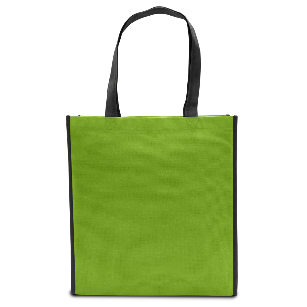 LISBOA – Shopper met bodem- en zijvouw - Lichtgroen/Zwart