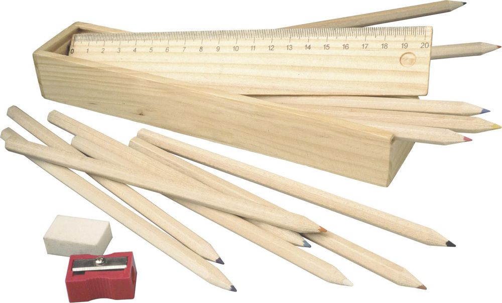 Houten tekenset Carmelita - Bruin