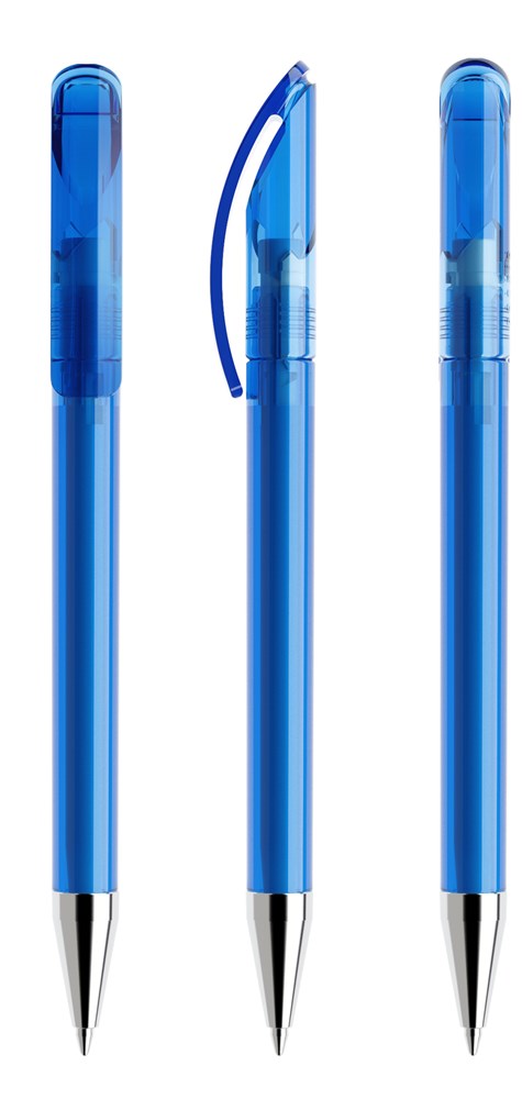 Prodir DS3TTC Transparent with Chrome Metal Nose-Cone - Sky Blue transparant