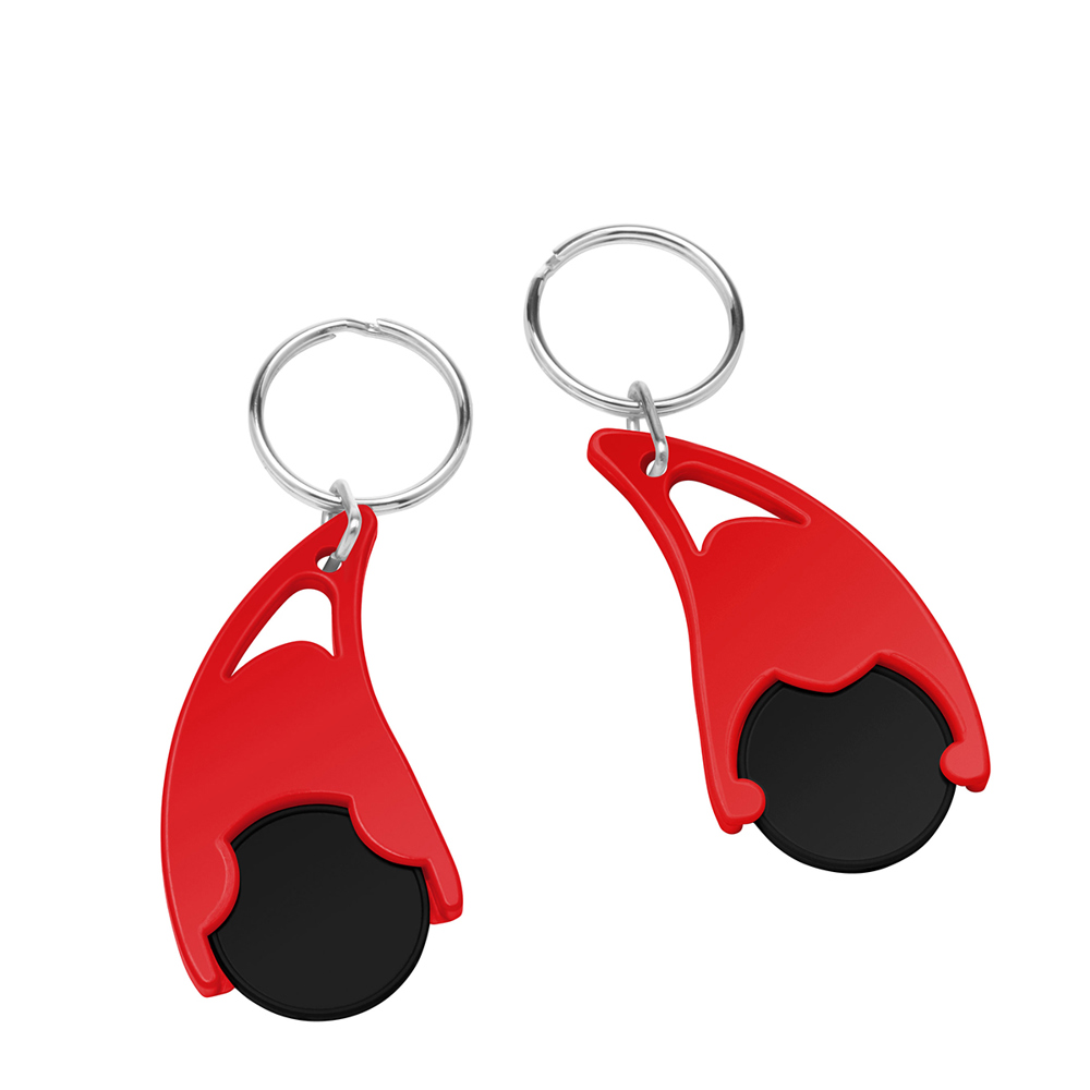 Chiphouder met winkelwagenmuntje 1€ "Epsilon" - Zwart/Rood