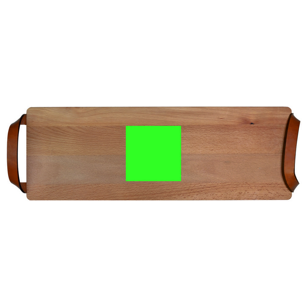 Plank met leren handvaten beuken 48x17 cm