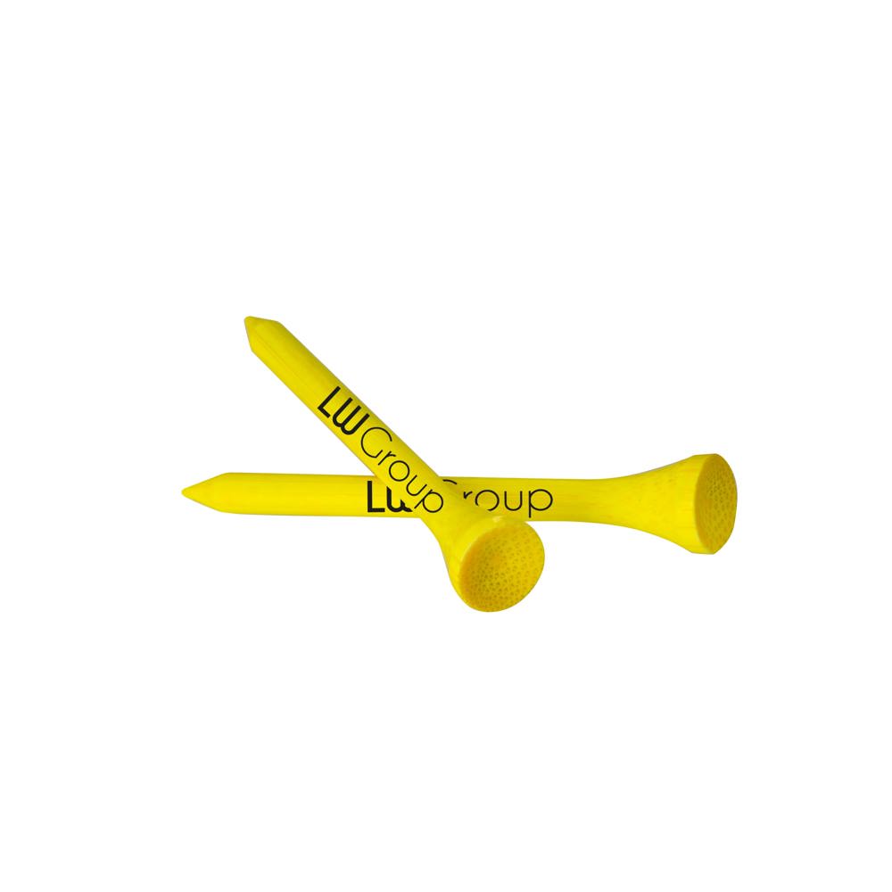 Bamboe houten tee 70 mm - Neon geel