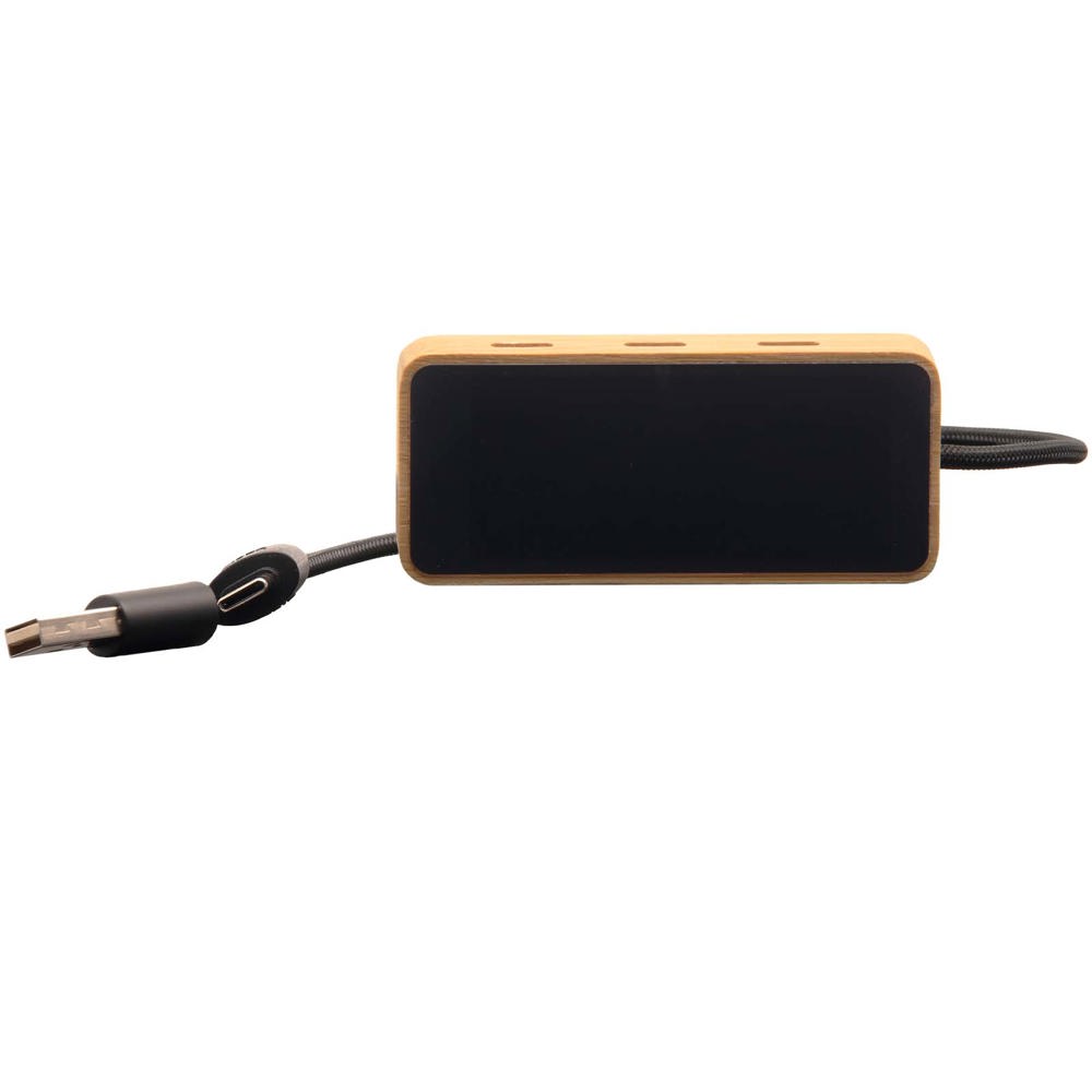 SCX.design H21 8-in-1 houten USB-hub met dubbele ingang en 6 poorten