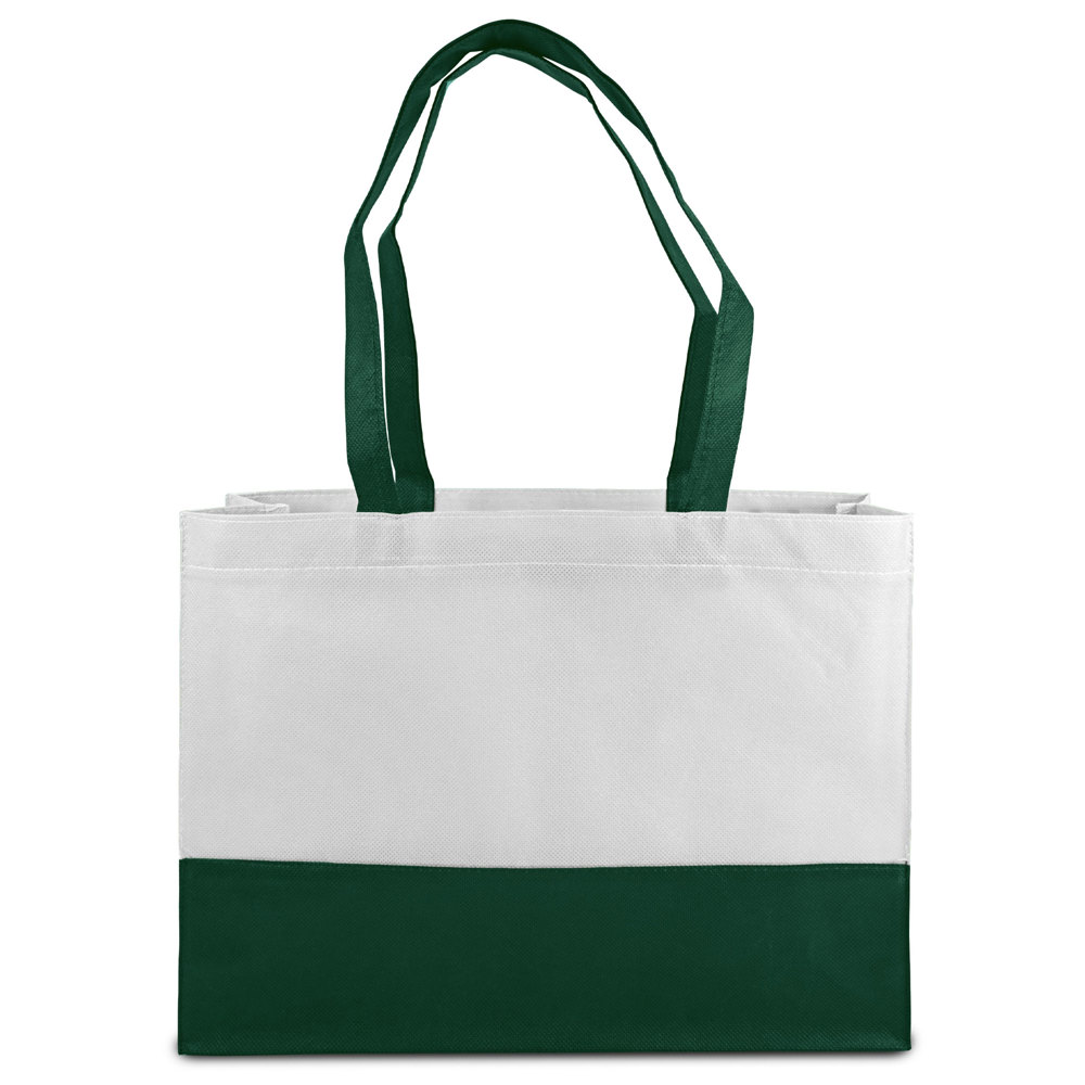 ROMA – Shopper met bodem- en zijvouwen - Wit/Donkergroen