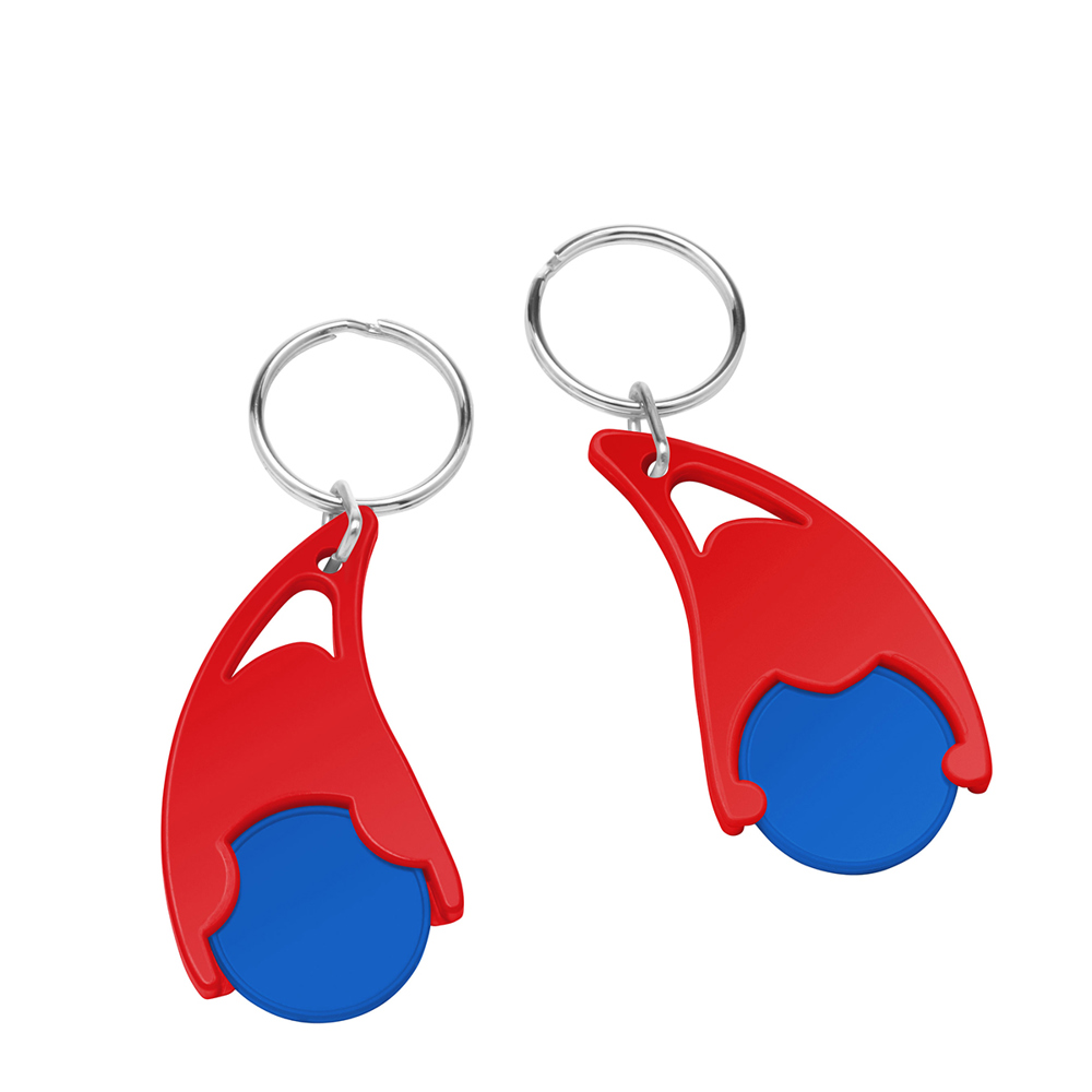 Chiphouder met winkelwagenmuntje 1€ "Epsilon" - blauw/rood