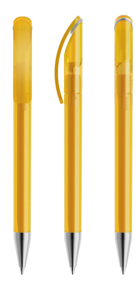 Prodir DS3TFS Frosted with Satin Metal Nose-Cone - Yellow frosted