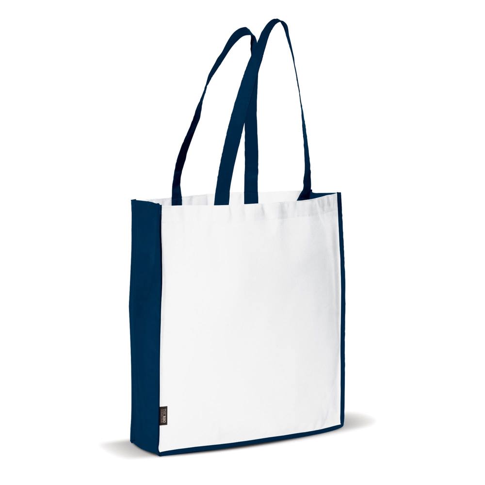 Schoudertas non-woven 75g/m² - Wit / Donkerblauw