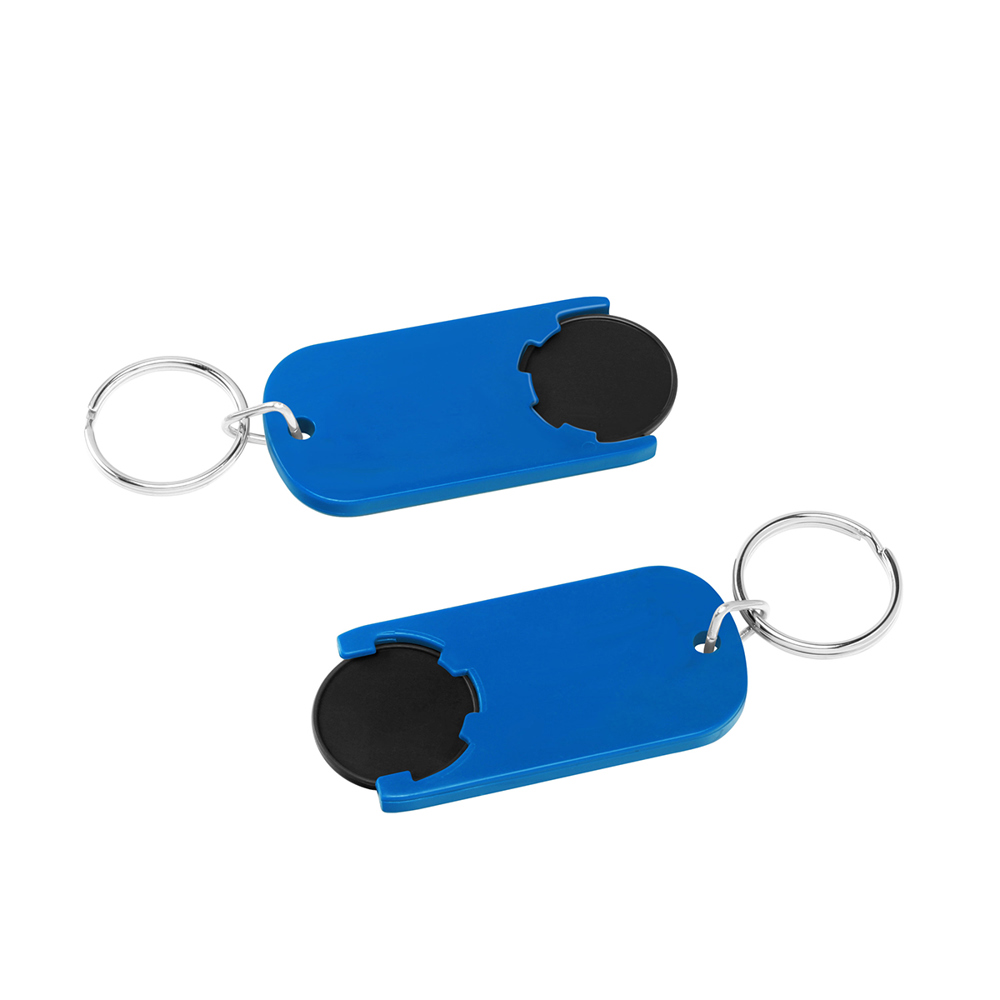 Chiphouder met winkelwagenmuntje 1€ "Alpha" - Zwart/Blauw