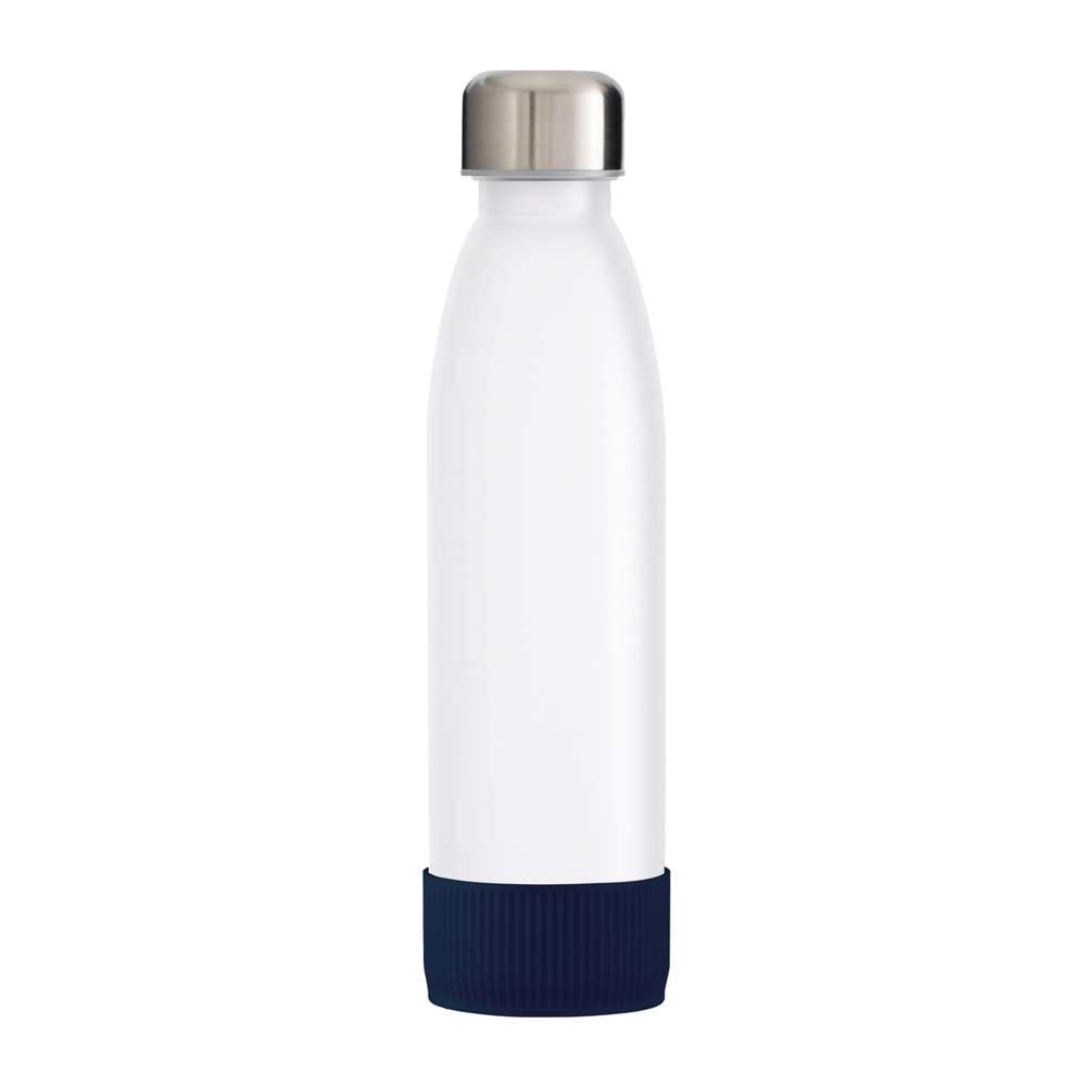 Fles GLASS - donkerblauw, zilver, wit