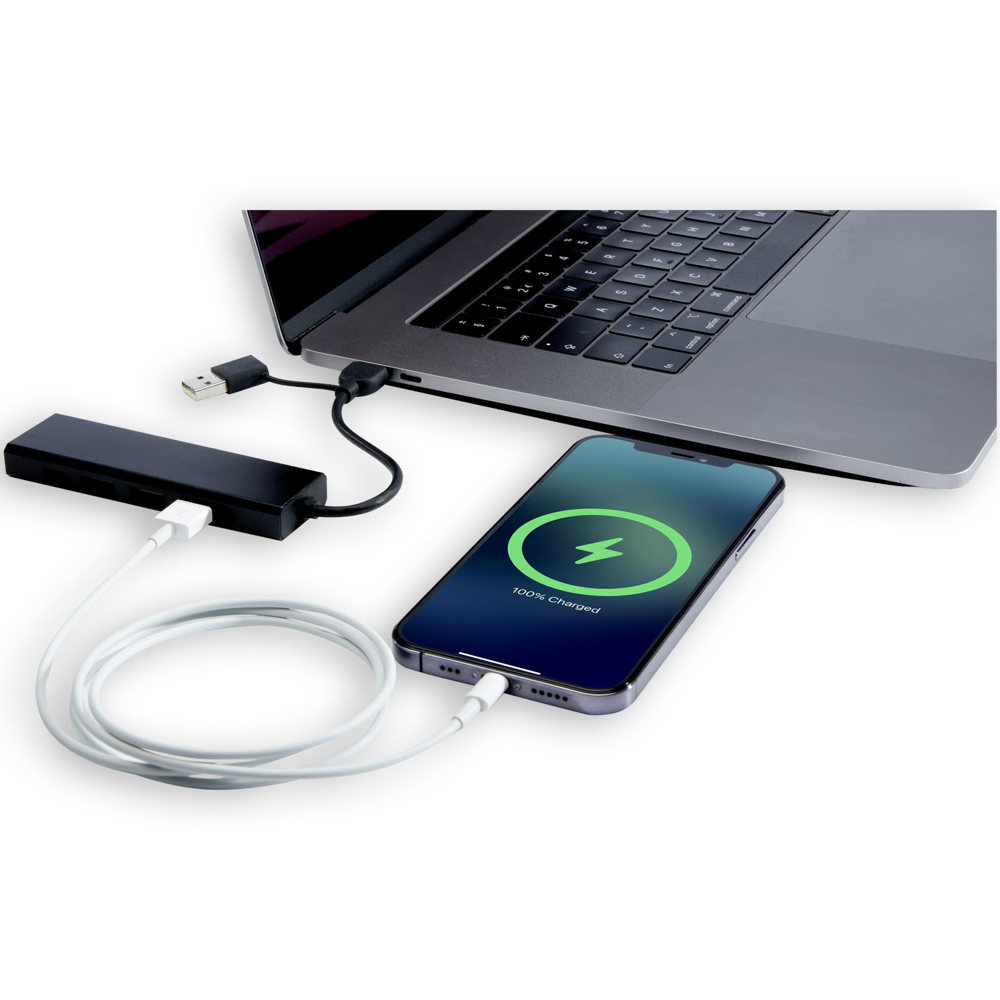 Rise USB 2.0 hub van RCS gerecycled aluminium