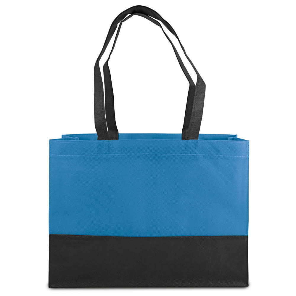 ROMA – Shopper met bodem- en zijvouwen - Lichtblauw/Zwart