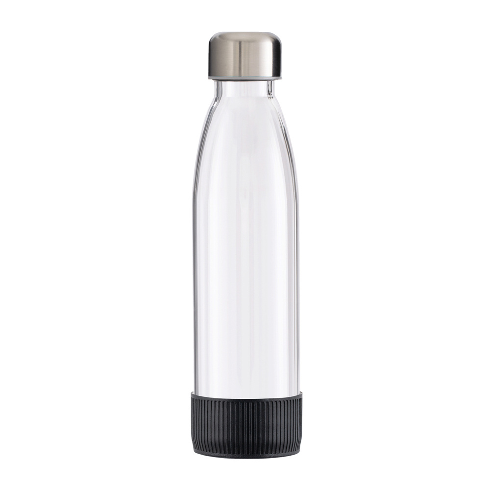 Fles GLASS - zwart, zilver, transparant