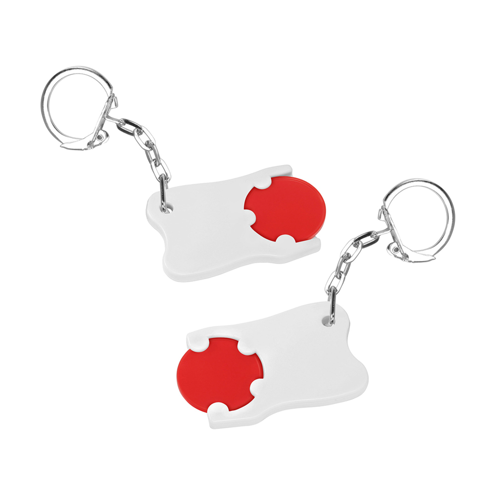 Chiphouder met winkelwagenmuntje 1€ "tand" - Rood/Wit