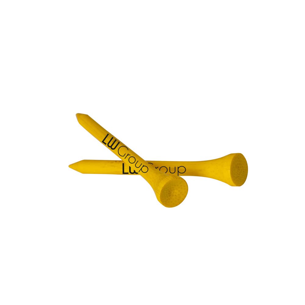 Bamboe houten tee 70 mm - geel