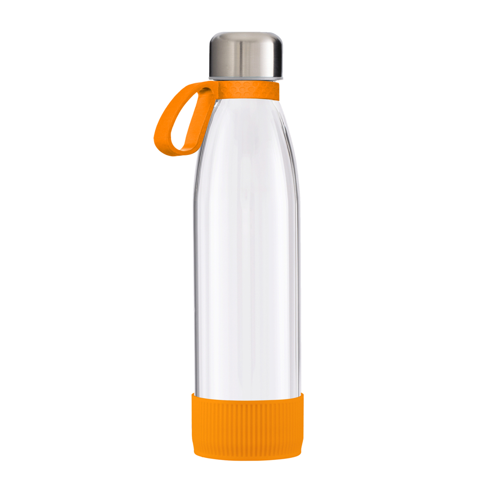 Fles GLASS - oranje, zilver, transparant